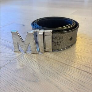 MCM Gray and Silver Men's Belt